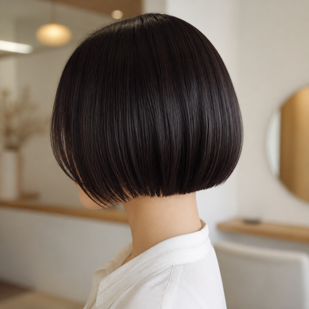 ナチュラルショートボブの横顔シルエット。